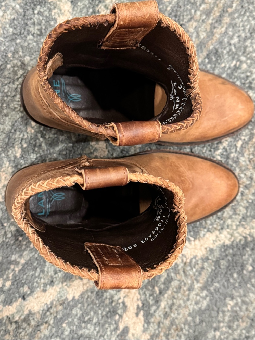 Women's Lane plain Jane Brown Leather Ankle Booties with Braided Detail - Picture 9 of 11
